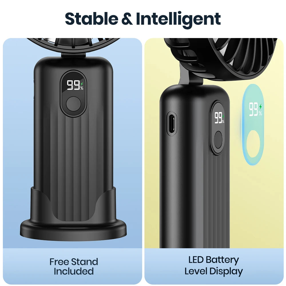 TOPK Portable Mini Fan,2400mAh USB Rechargeable Hand Neck Fan 3in1 Personal Electric Fan Standing Fans for Room Camping Foldable Beauty World Shop