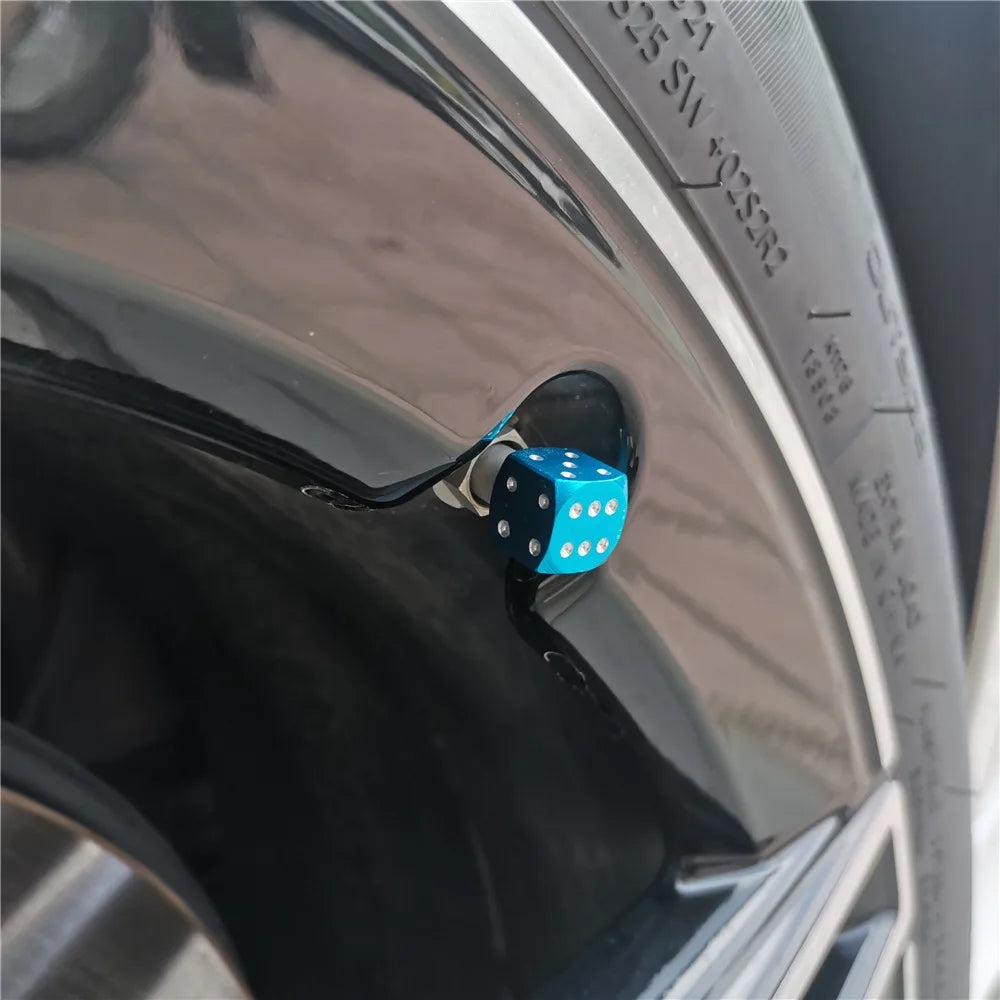 Aluminum Dice Tire Valve Caps Dustproof Car Truck Motocycle Bike Dice Wheel Stem Tyre Tire Wheel Stem Air Valve Dust Cap Cover Beauty World Shop