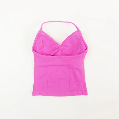 NCLAGEN Impact Longline Strappy Top Sports Yoga Vest Women's Fitness Tank Top Gym Beautiful Open Back Bra Running Workout Halter Beauty World Shop