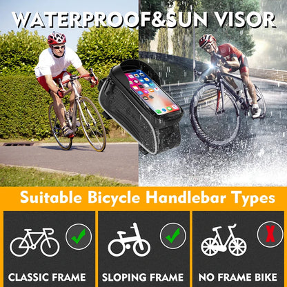 WEST BIKING Bicycle Bag Cycling Top Front Tube Frame Bag Waterproof 6.5 Inches Phone Case Storage Touch Screen MTB Road Bike Bag Beauty World Shop