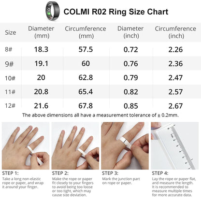 2024 COLMI R02 Smart Ring with Charging Case for Men Women, Battery Life, 39 Days, Health Monitor, 5ATM Waterproof Beauty World Shop