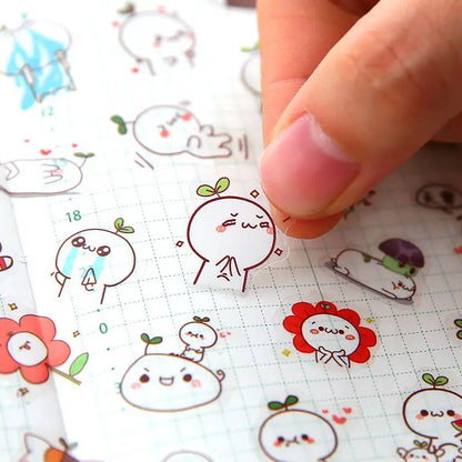 6Pcs/Lot Waterproof Cartoon Transparent Pvc Stickers DIY Hand Account Diary Decorative Stickers Kawaii Phone Cup Stickers Beauty World Shop