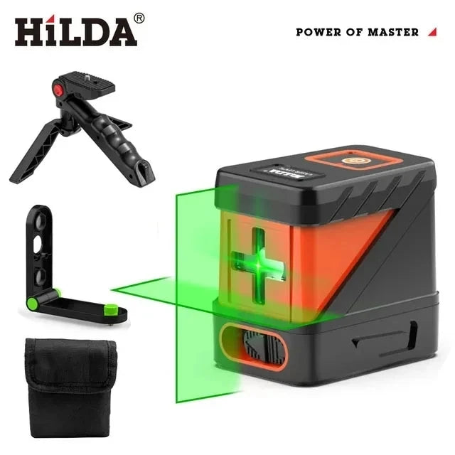 HILDA 2 Lines Laser Level Self Levelling Green Beams Laser Horizontal Vertical Cross Line Mini Laser Level Beauty World Shop