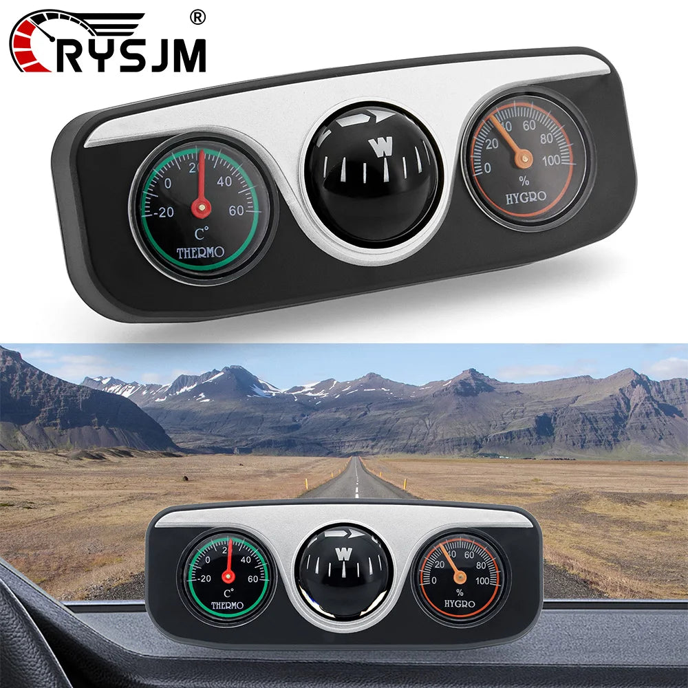 Car Ornaments Decoration 3 in 1 Guide Ball Compass For Auto Boat Vehicles Thermometer Compass Hygrometer Interior Accessories Beauty World Shop