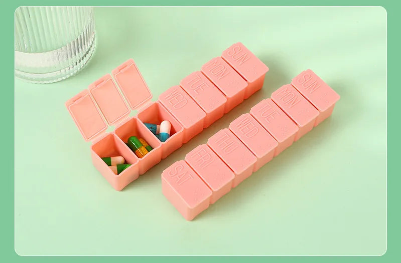 Weekly Pill Box Travel Medicine Storage Pill Case Organizer Drug Container Tablet Dispenser Plastic Independent Lattice Beauty World Shop