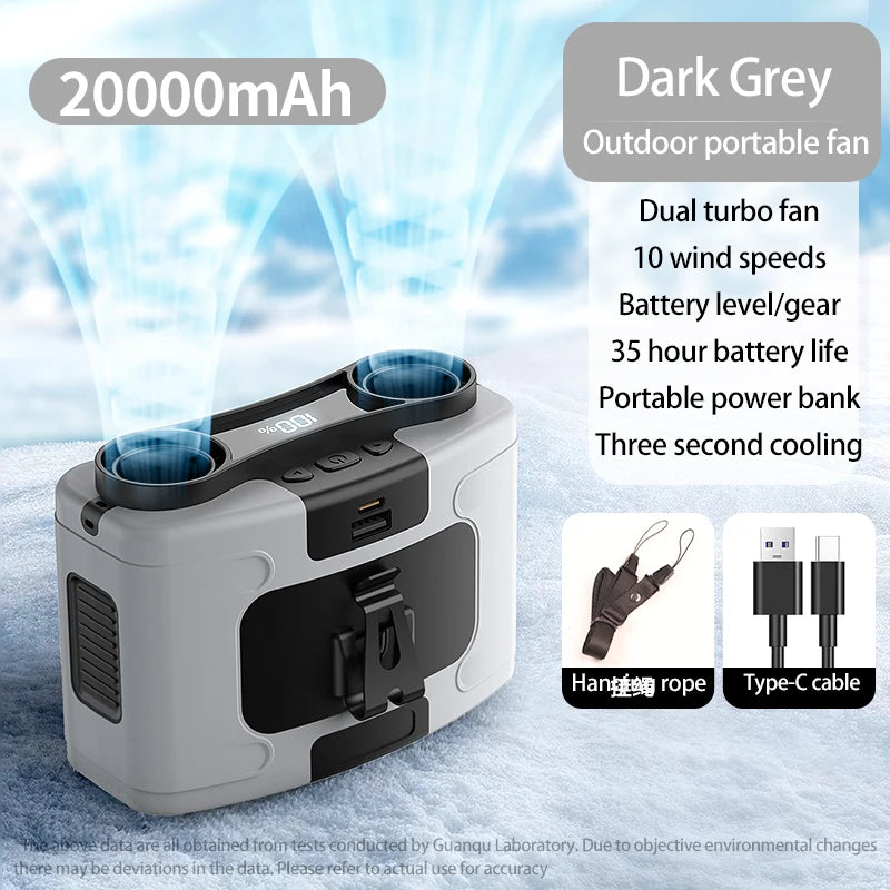 Portable Waist Fan Hanging Neck Fan 5 Speed Strong Wind with LED Lighting for Sports Courier Outdoor Working 10000/20000mAh Beauty World Shop