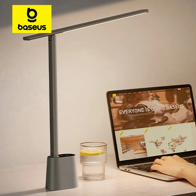 Baseus LED Desk Lamp Eye Protection Study Dimmable Office Light Foldable Table Lamp Smart Adaptive Brightness Bedside Read Lamp Beauty World Shop