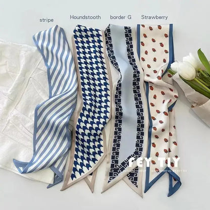 Set Series Silk Satin Scarf Women Cloth Hair Bands Headdress Accessories Lady Scarves Ribbon Neck Ties for Bag Handle/4pcs Beauty World Shop