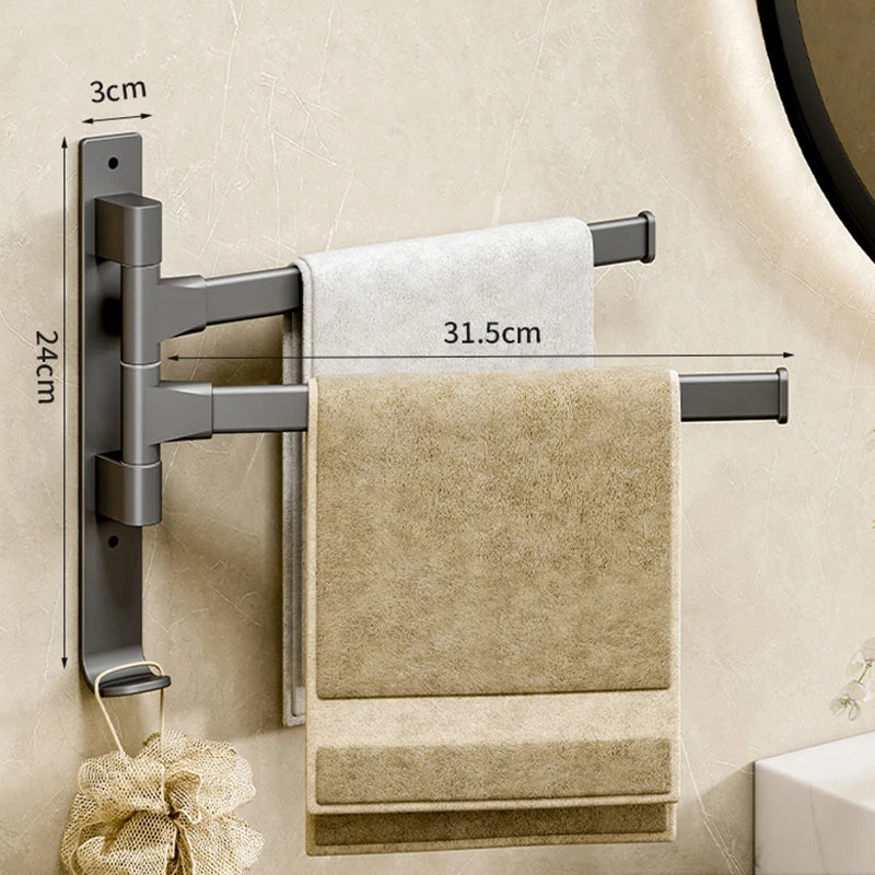 Bathroom Towel Rack Rotatable Towel Holder Space Aluminum 2/3/4/5-Bar Towel Hanger Kitchen Shelf Paper Hanging Wall Mounted Beauty World Shop
