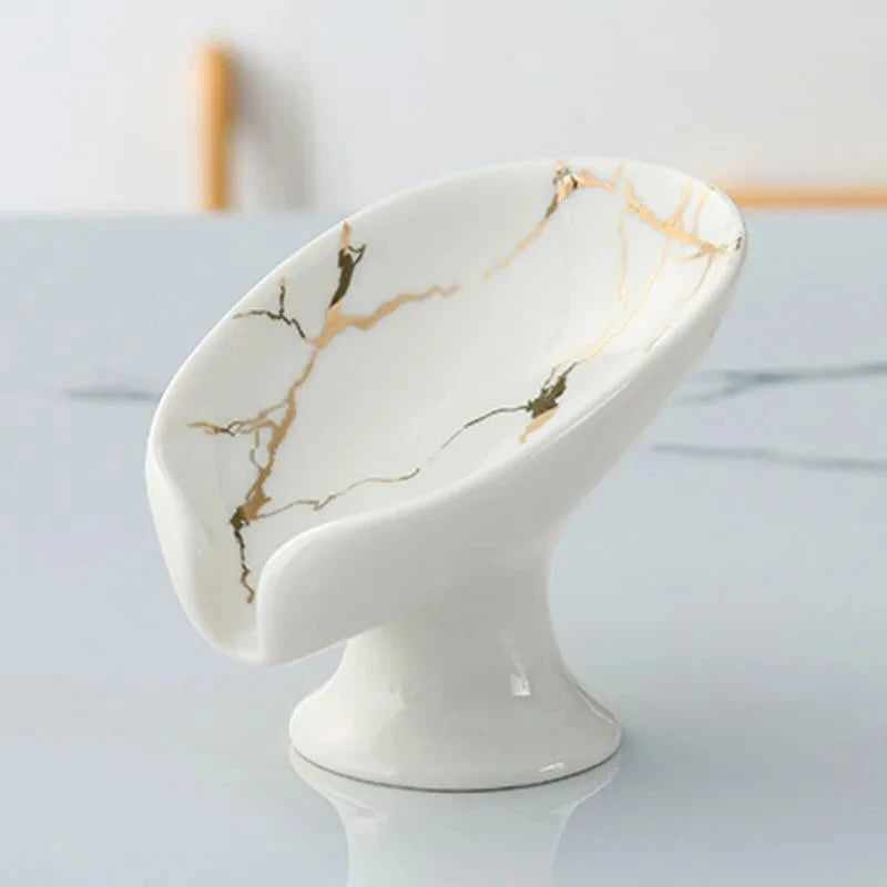 New 1 ceramic Leay shower soap holder, bathroom and kitchen supplies shape box, drain hole tray, storage board Beauty World Shop