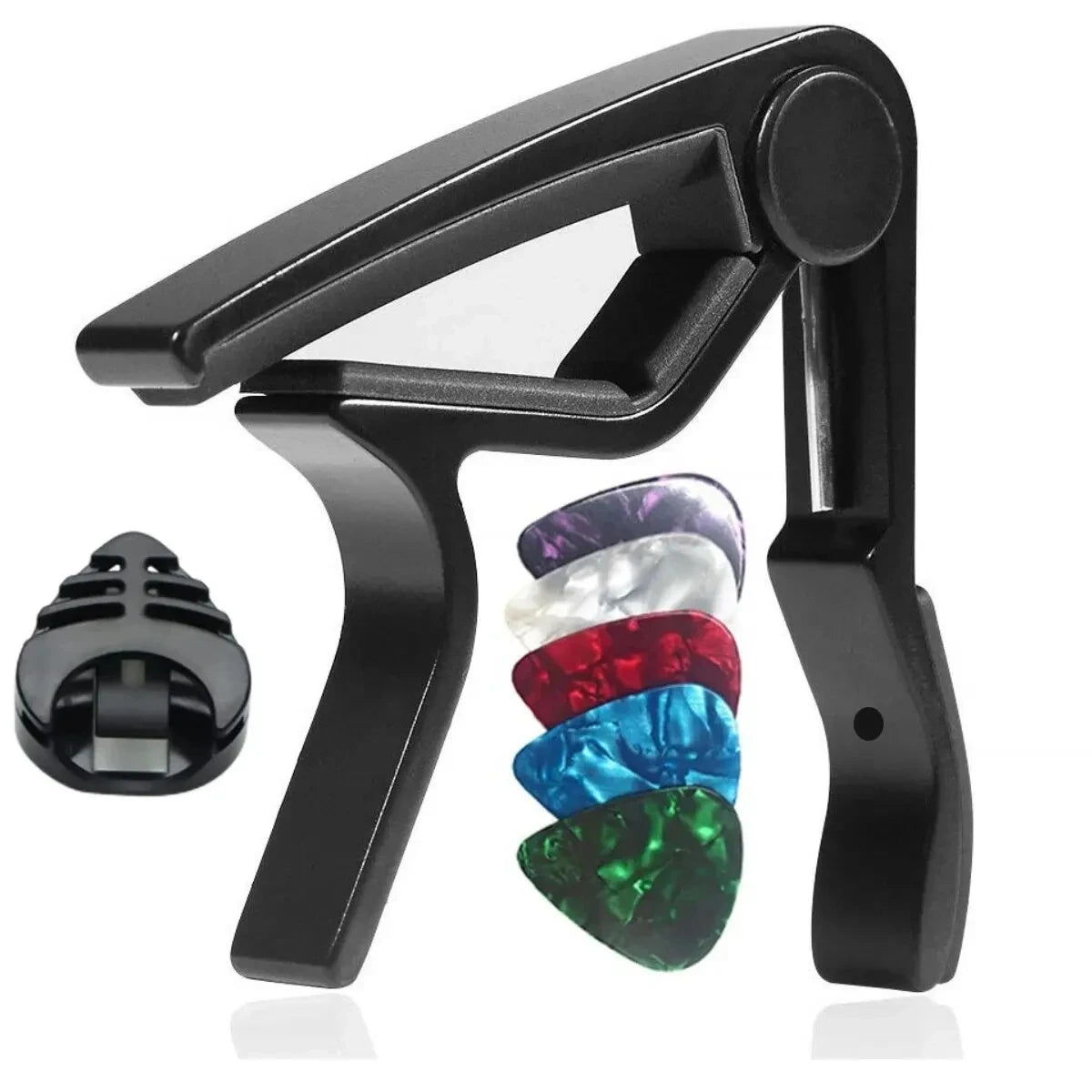 7pcs Guitar Capo for Acoustic And Electric Guitars With 5 Picks for Free And 1 Holder,Black; Silver Beauty World Shop