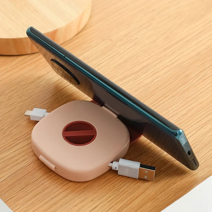 Portable Round USB Cable Winder Small Cable Organizer Rotating Data Cable Organizer Mobile Phone Mobile Charging Cable Winder Beauty Trend Shop