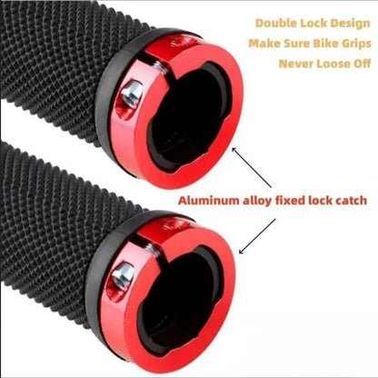 Bicycle Rubber Grips Alloy Lock Non-Slip Rubber Bicycle Handlebar Grips Double Aluminum Lock on Locking Bicycle Handlebar Grips Beauty World Shop