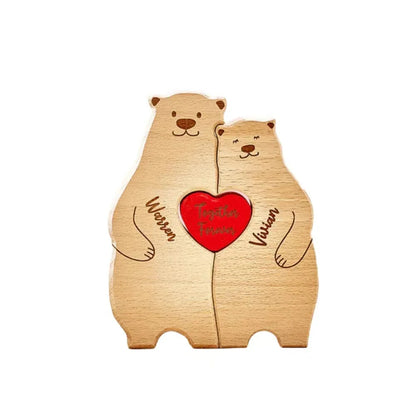 Personalized Family Bear Puzzle Decor Custom Names Fits 2-6 Names Rustic Wooden Bears Seasonal Décor for Mother's & Father's Day Beauty World Shop