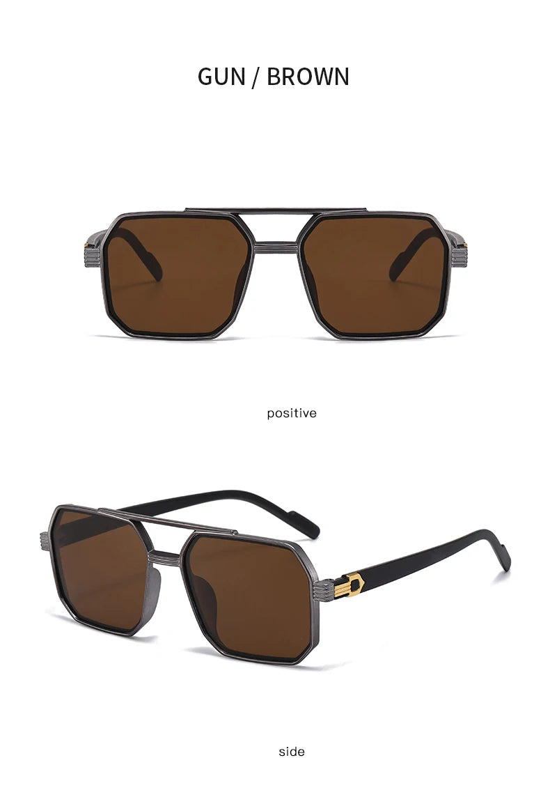 Hiking New Fashion Double Beam Polygonal Anti Light Glasses Retro Personalized Trendy Large Frame Eyewear European and American Beauty World Shop