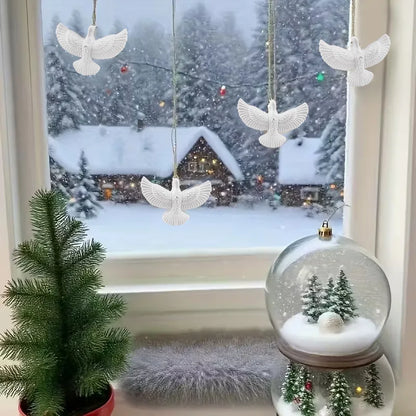 1/4pcs Resin White Dove Christmas Ornaments Xmas Tree Hanging Pendants 2026 New Year Party Home Wall DIY Decoration Kids Gifts Beauty World Shop