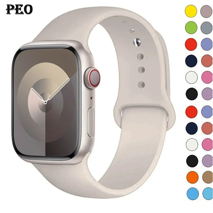 Silicone Band For Apple Watch strap 44mm 45mm 40mm 41mm 42-38mm 45 mm sport bracelet iwatch series 8 7 6 5 4 3 SE 9 Ultra 2 49mm Beauty World Shop