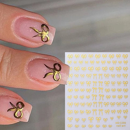 1/2pcs Black White Pink Mini Bowknot Design Nail Art Sticker Self Adhesive Lace Ribbons Bow Butterfly Decals Nail Art Decoration Beauty World Shop