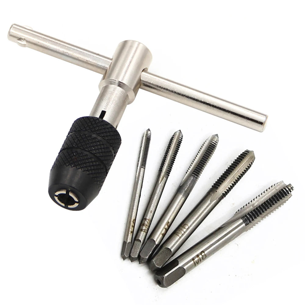 T-type 3mm to 6mm hand tap wrench thread tapping tool set hand wrench thread tapping M6 to M8 tool set Beauty World Shop