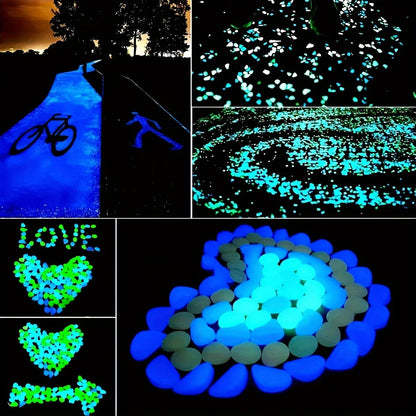 100pcs Glow In The Dark Pebbles, Resin Luminous Stones For Landscape, Garden Paths, Potted Plants, Parks, Aquarium Decor, Beauty World Shop