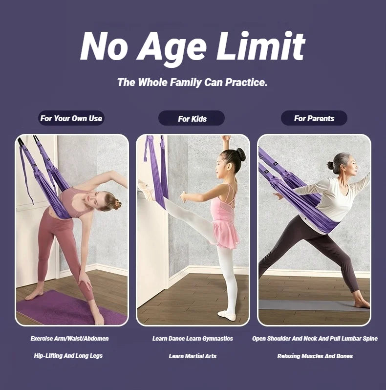 Adjustable Aerial Yoga Strap Pull Rope Women Hammock Stretch Leg Splits Trainer Female Gym Belt Swing Stretching Fitness Beauty World Shop