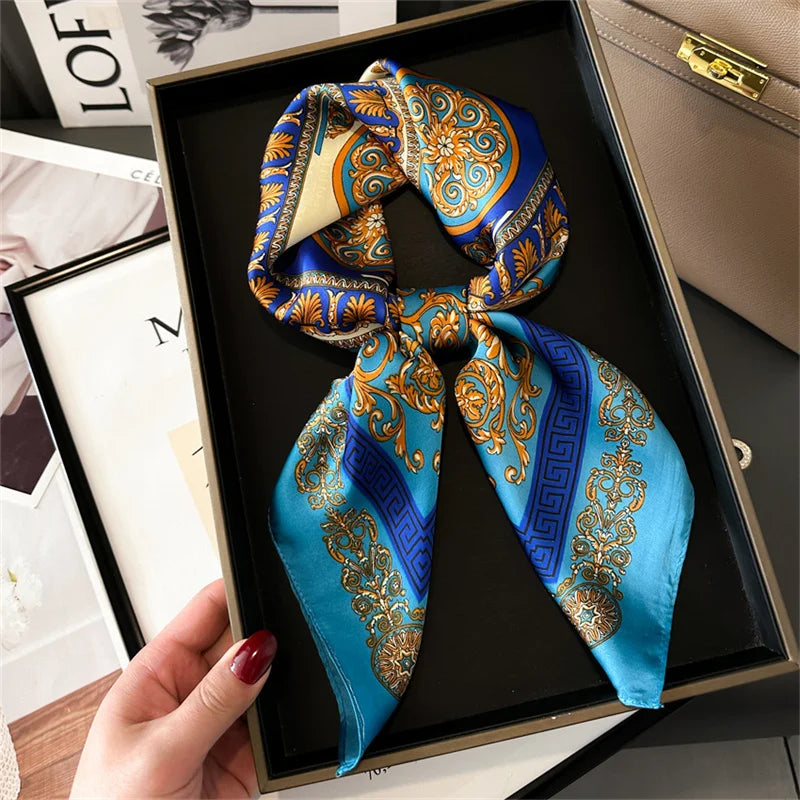 2025 New Fashion Luxury Printed Square Shawl Women 70x70cm Pashmina Silk Scarf Neck Headband Bandana Beauty World Shop