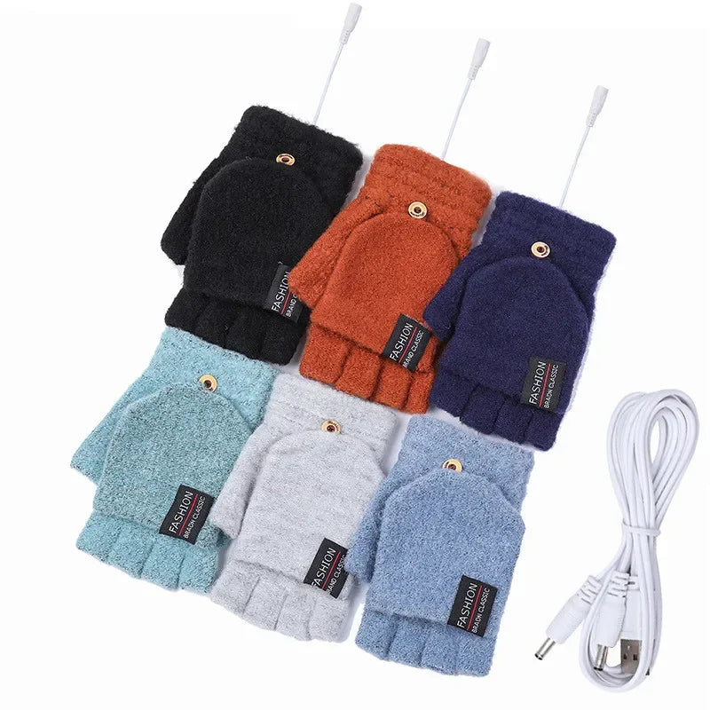 Electric heating gloves hand warmer gloves heater rechargeable USB reusable laptop suitable for sports skiing winter warm gloves Beauty World Shop