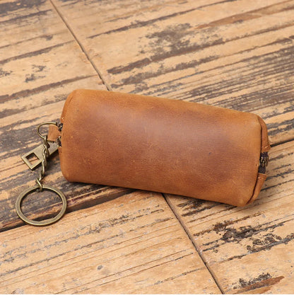 HOMEFISH Vintage Genuine Leather Coin Purse Zipper Clutch Wallet Retro Credit Card Holder Card Case Women's Key Organizer Pouch Beauty World Shop