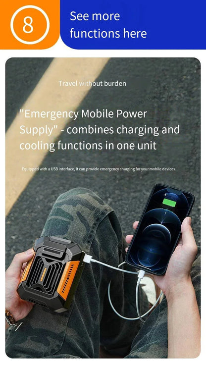 HOMFISH Personal Belt Clip Fan Portable Power Bank Flashlight Wearable Fan Hanging Neck Fan for Outdoor Works Hiking Camping Beauty World Shop