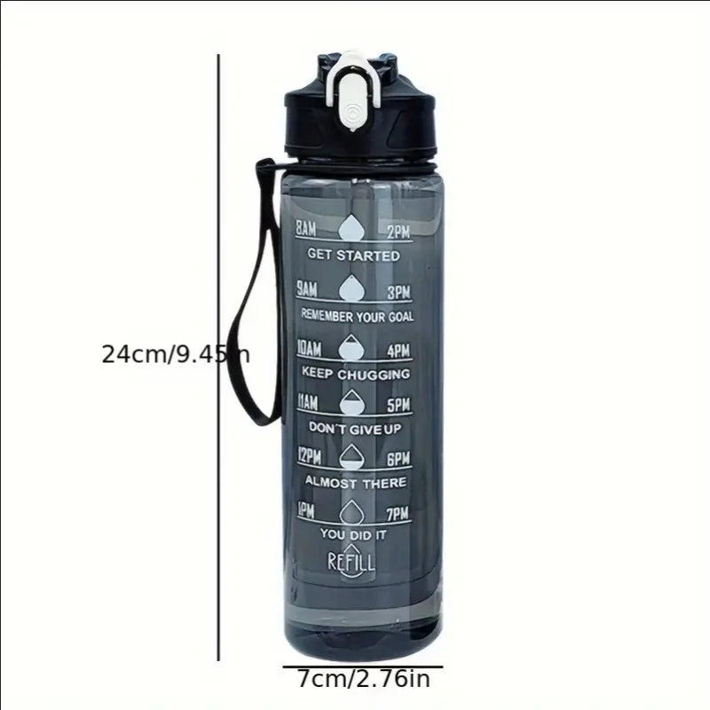 800ml/27oz Large Capacity Sports Water Bottle Leak Proof Plastic Drinking Cup With Time Scale Suitable For Travel Fitness Sports Beauty World Shop