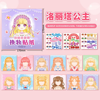 1set Toy Puzzle Stickers Reusable for Girls Cartoon Princess Make a Face Stickers Handicrafts Creative Kids Stickers Beauty World Shop
