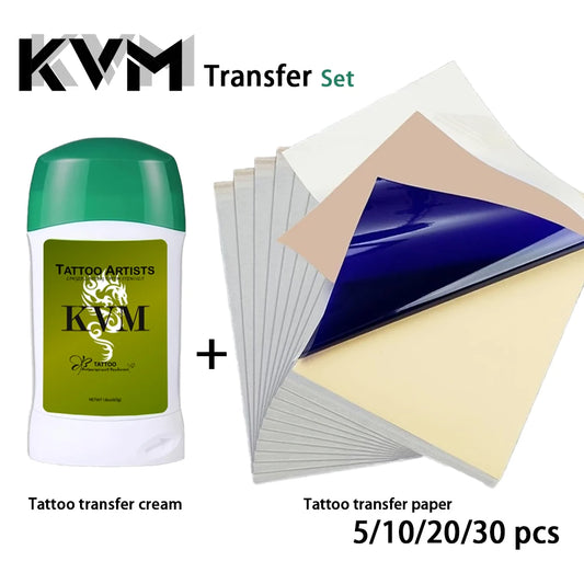 KVM Tattoo Transfer Cream Gel with tattoo transfer paper kit,  Tattoo Transfer Machine accessories for A4 Size Stencil Paper Beauty World Shop