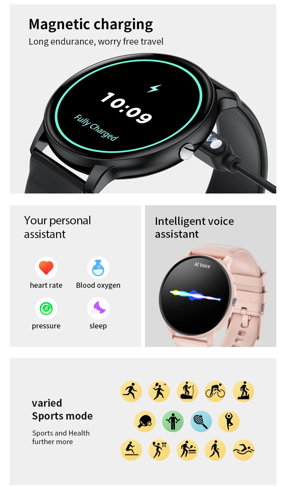 2025 New Smart Watch Women Men Bluetooth Call Sports Fitness Watches Heart Rate Health Monitor Smartwatch Ladies For Android iOS