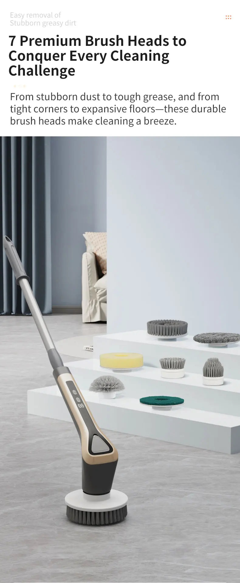 Electric Cleaning Brush Cordless Handheld Shower Scrubber Spin Cleaner Multifunctional Cleaner with 7PCS Heads Bathroom Kitchen