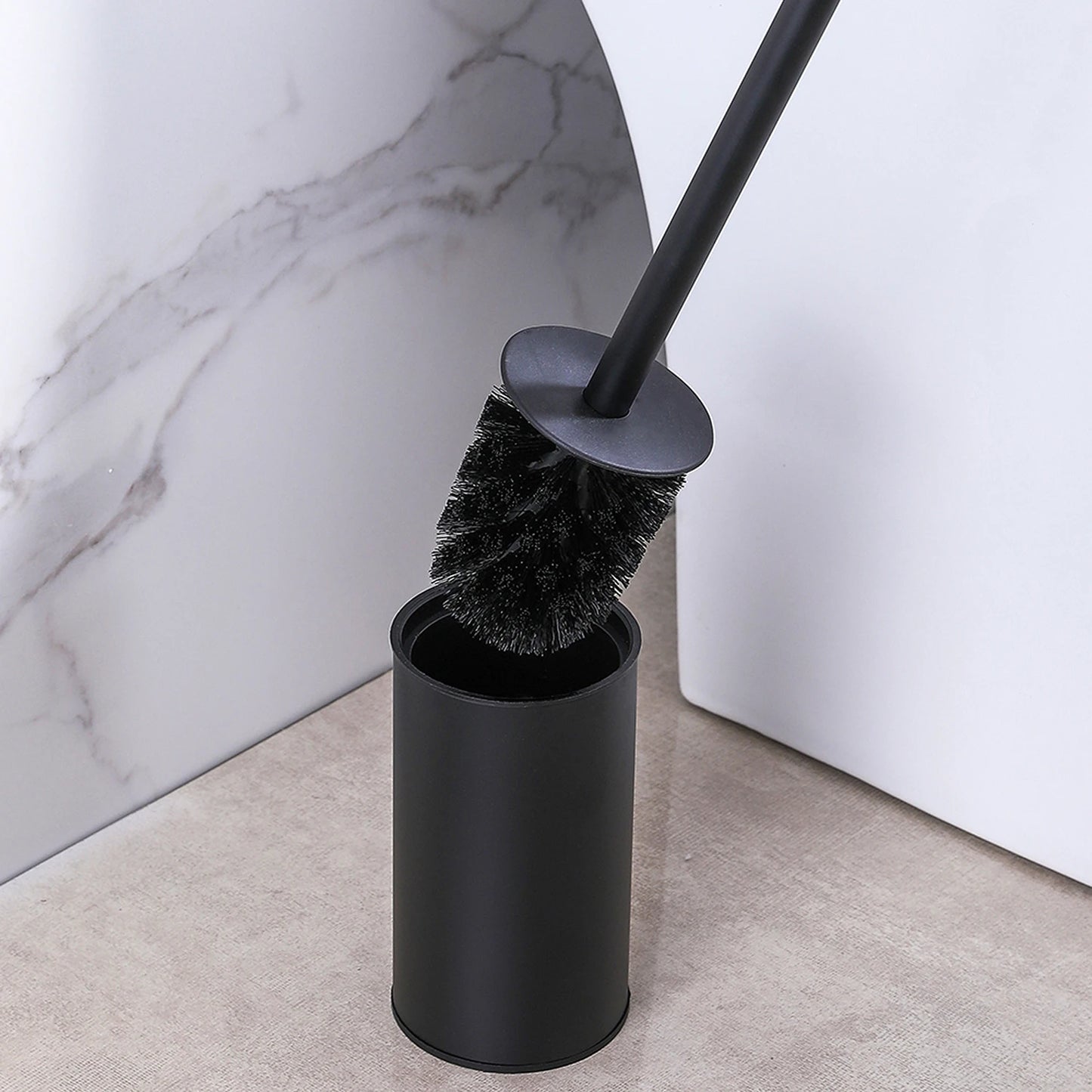 Toilet Brush Set Circular Type Stainless Steel Toilet Brush Extra Long Handle Standing for Hotel RV Toilet Bathroom Beauty World Shop