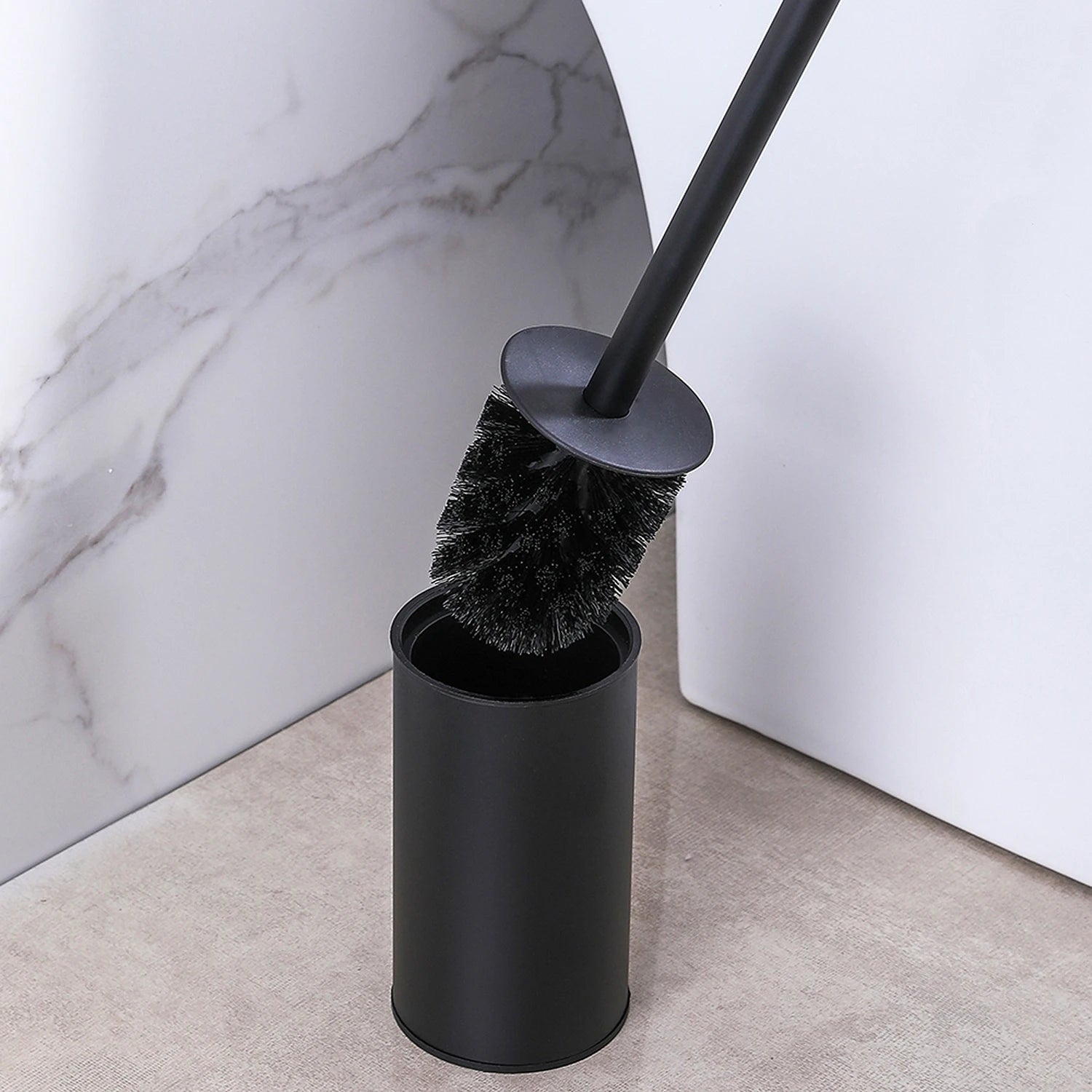 Toilet Brush Set Circular Type Stainless Steel Toilet Brush Extra Long Handle Standing for Hotel RV Toilet Bathroom Beauty World Shop