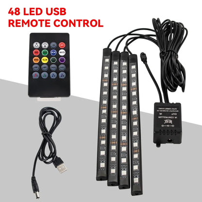 Neon 36 48 72 LED Car Interior Ambient Foot Light Wireless Remote Music APP Control Auto RGB Atmosphere Decorative Lamp Beauty World Shop