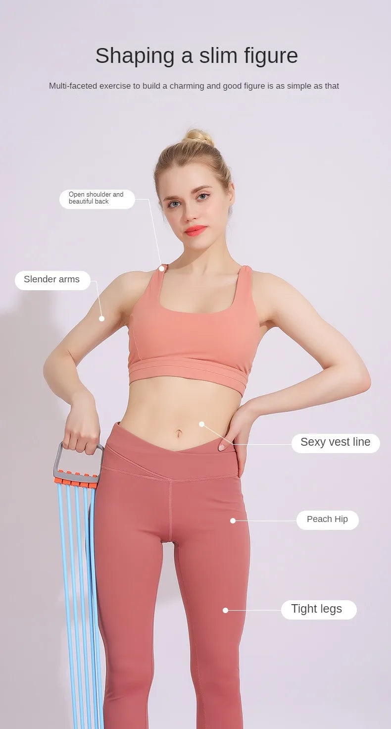 Full Body Workout Set - Chest Expander with 5 Removable Resistance Bands for Pilates, Push Ups, and Muscle Training - Strengthen Beauty World Shop