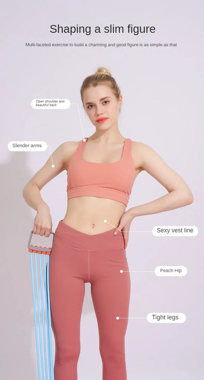 Full Body Workout Set - Chest Expander with 5 Removable Resistance Bands for Pilates, Push Ups, and Muscle Training - Strengthen Beauty World Shop