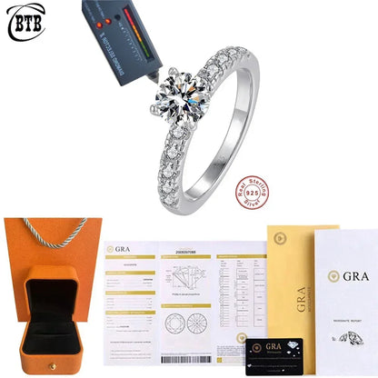 Cbtb Exquisite D Colur 1-3 Carat Moissanite Four Claw Ring for Women Wedding Eternal Jewelry Beauty World Shop