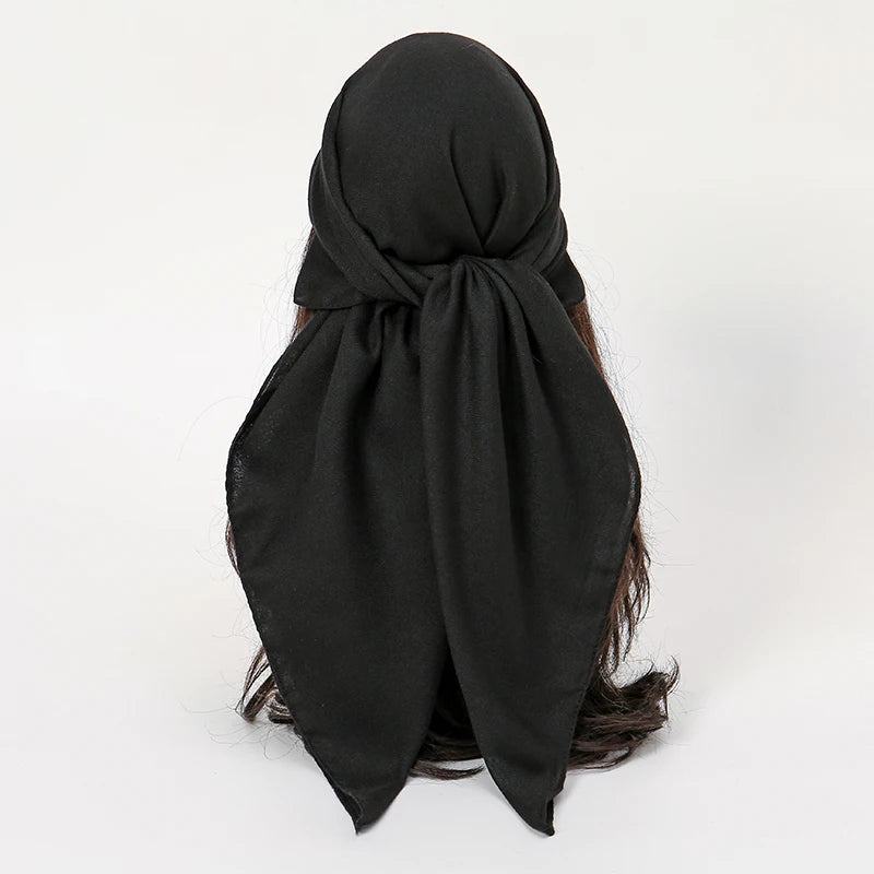 90*90cm Thin Soft Square Scarves for Women Simplicity Solid Color Cotton Linen Headscarf Muslim Female's Hijabs Bag Accessories Beauty World Shop