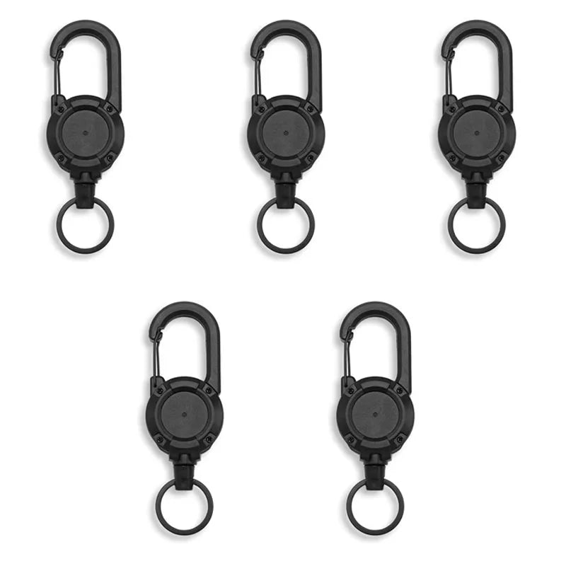 Retractable Heavy Duty Pull Reel Carabiner Strong Steel Wire Rope Buckle Spring Key Ring Outdoor Sporty attachment Keychain Tool Beauty World Shop