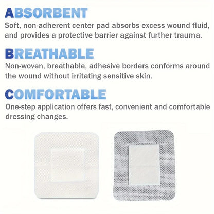50pcs Large Size Hypoallergenic Non-woven Medical Adhesive Wound Dressing Band Aid Bandage Large Wound First Aid 6*7cm Beauty World Shop