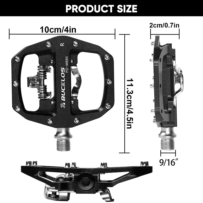 BUCKLOS Mountain Bike Pedals 3 Sealed Bearing PD-M680 Dual Clipless Flat & Lock Pedal Aluminum Cycling Pedals Fit Shimano SPD Beauty World Shop