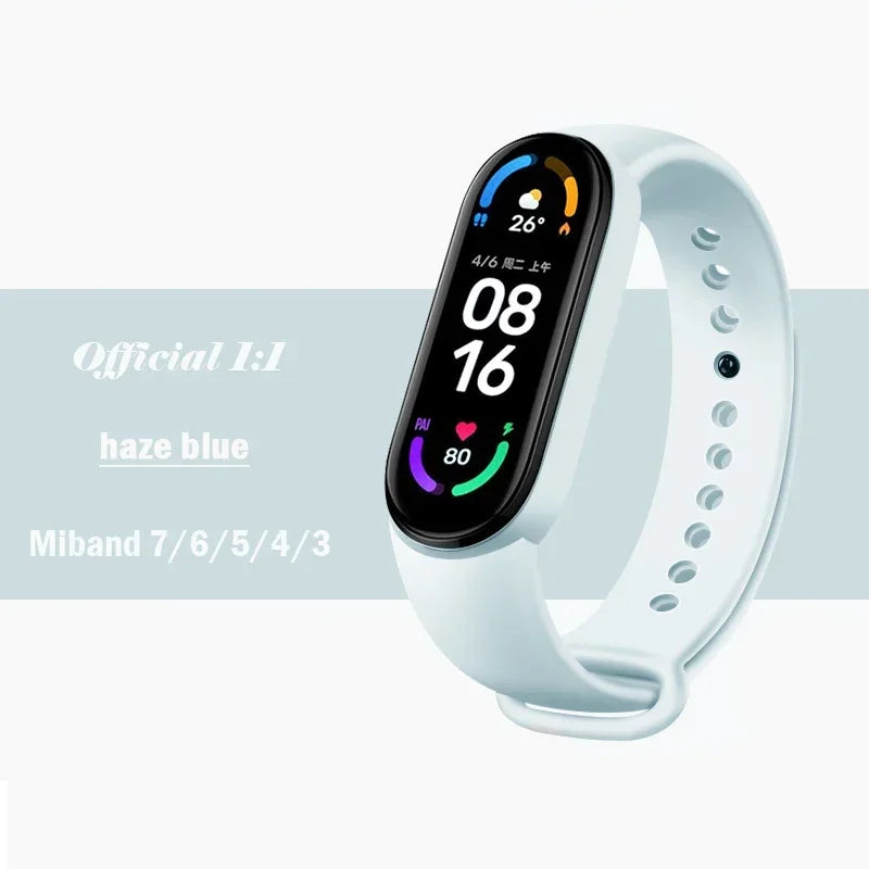 official Silicone Strap For Xiaomi Mi Band 4 5 6 7 Bracelet Sport Watch Wristband Miband4 miband7 Correa Mi band 3 4 5 6 7 Band Beauty Fashion