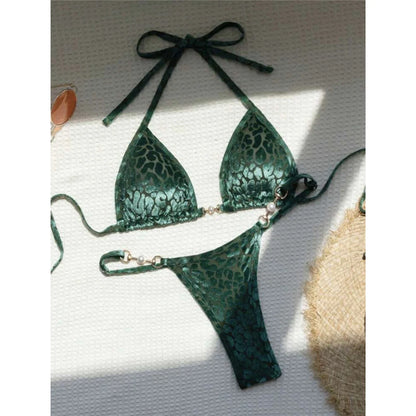 S- XL Leopard Halter Mini Micro Thong Bikini Women Swimwear Female Swimsuit Two-pieces Bikini set Bather Bathing Suit Swim V5207 Beauty World Shop