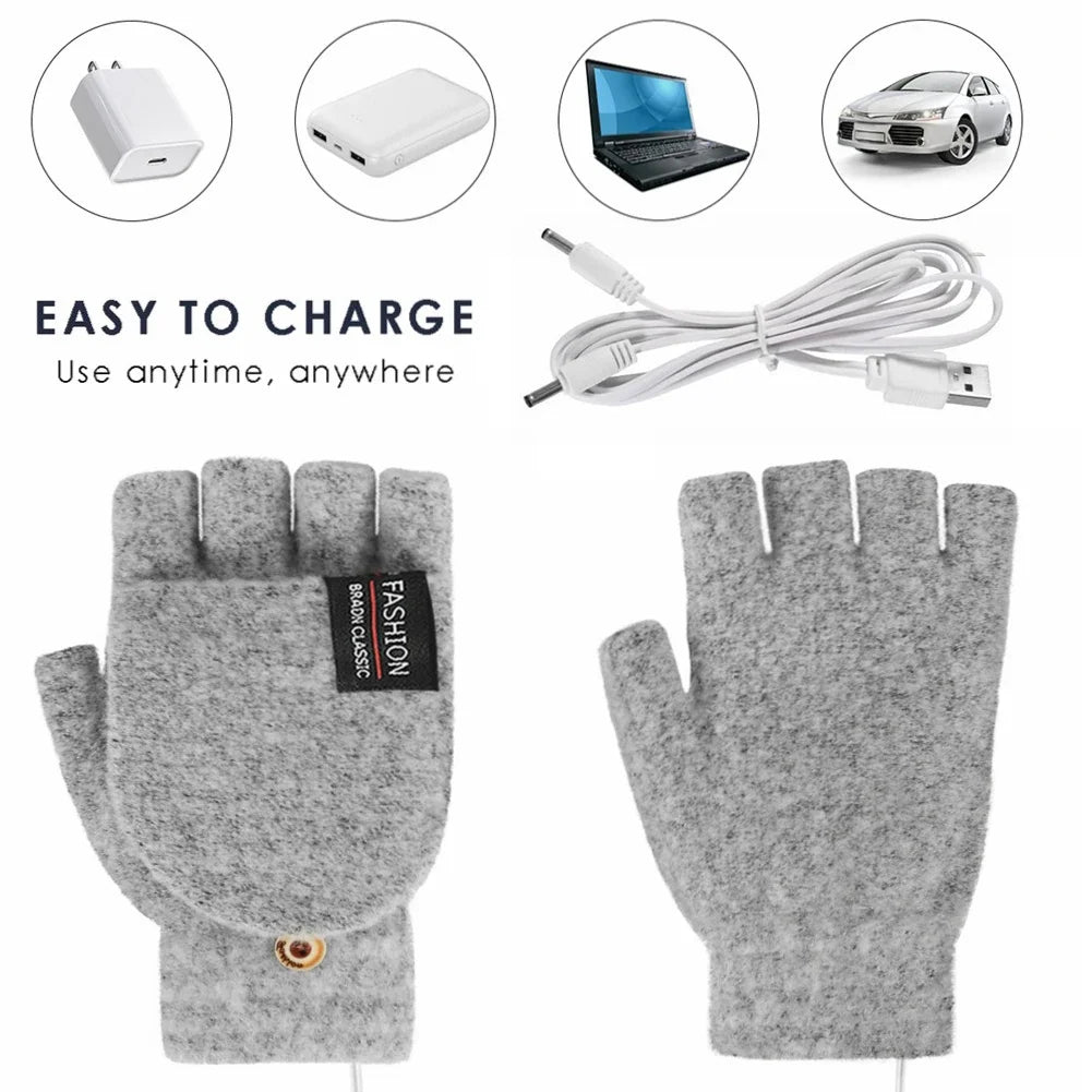 Electric heating gloves hand warmer gloves heater rechargeable USB reusable laptop suitable for sports skiing winter warm gloves Beauty World Shop