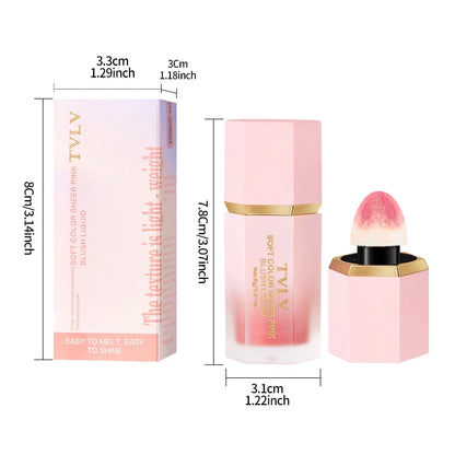 TVLV 4 Colour Matte Liquid BlushEasy to apply long lasting waterproof blush sponge brush head Beauty World Shop