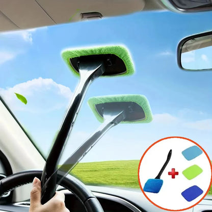 Car Window Cleaner Brush Kit Windshield Cleaning Wash Tool Inside Interior Auto Glass Wiper with Long Handle Car Accessories Beauty World Shop