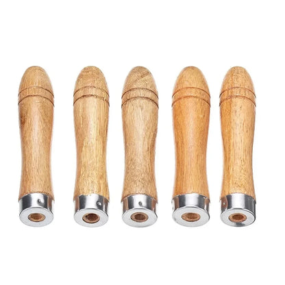 5pcs/set Wooden File Handle Replacement For Metal File,wood Rasp,screwdrivers,hand Drills For File Craft Tool Length 9cm Hole Beauty Trend Shop